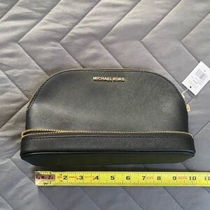 Michael Kors Black Leather Toiletry Bag (New)